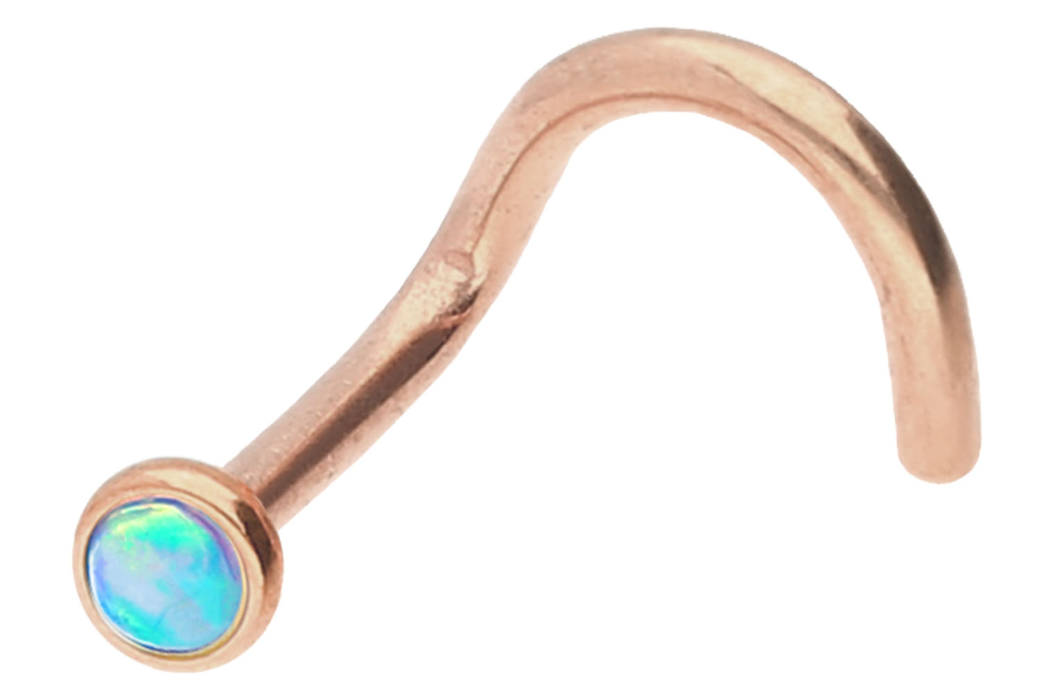 Chirurgenstahl Nasenstecker Nasenpiercing Spirale DISC + SYNTHETISCHER OPAL ++SALE++